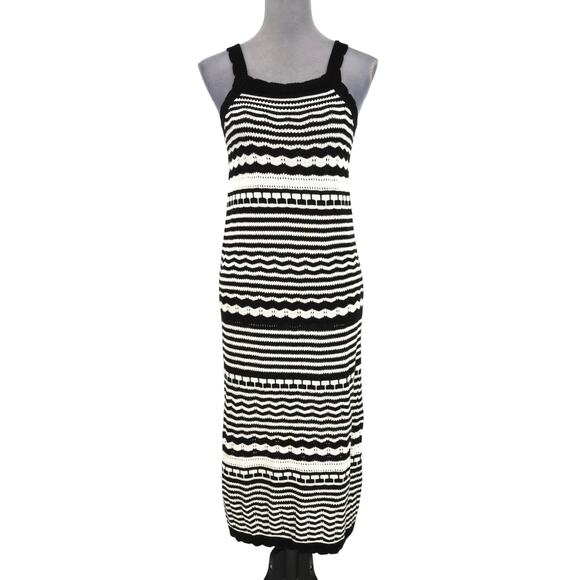 Joie Dresses & Skirts - Joie Sweater Dress Womens Small Black White Stripe Maxi Viscose Beach Resort